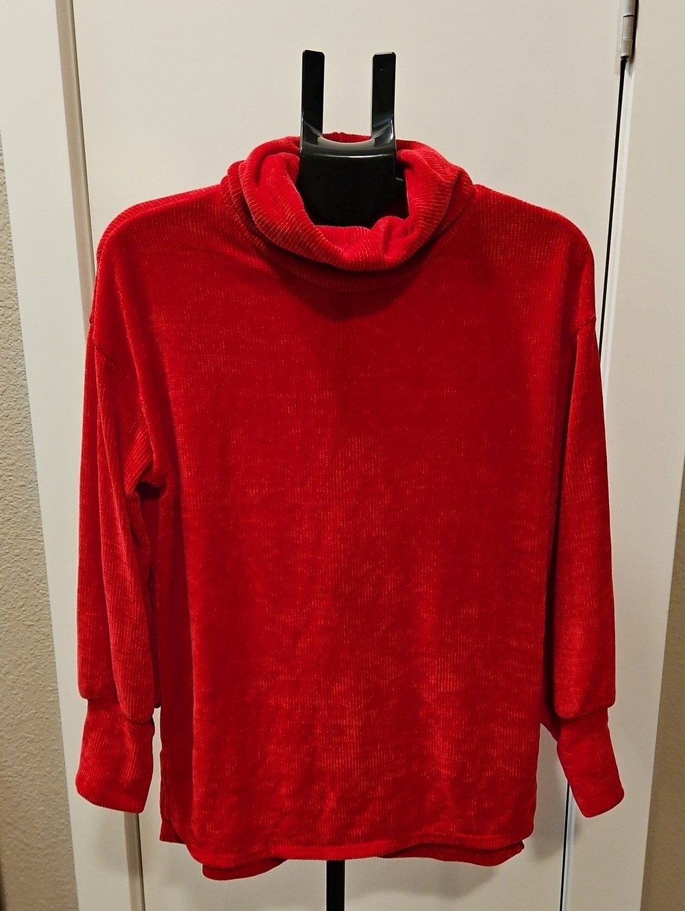 Red Cowl Neck Sweater - Women Size M
